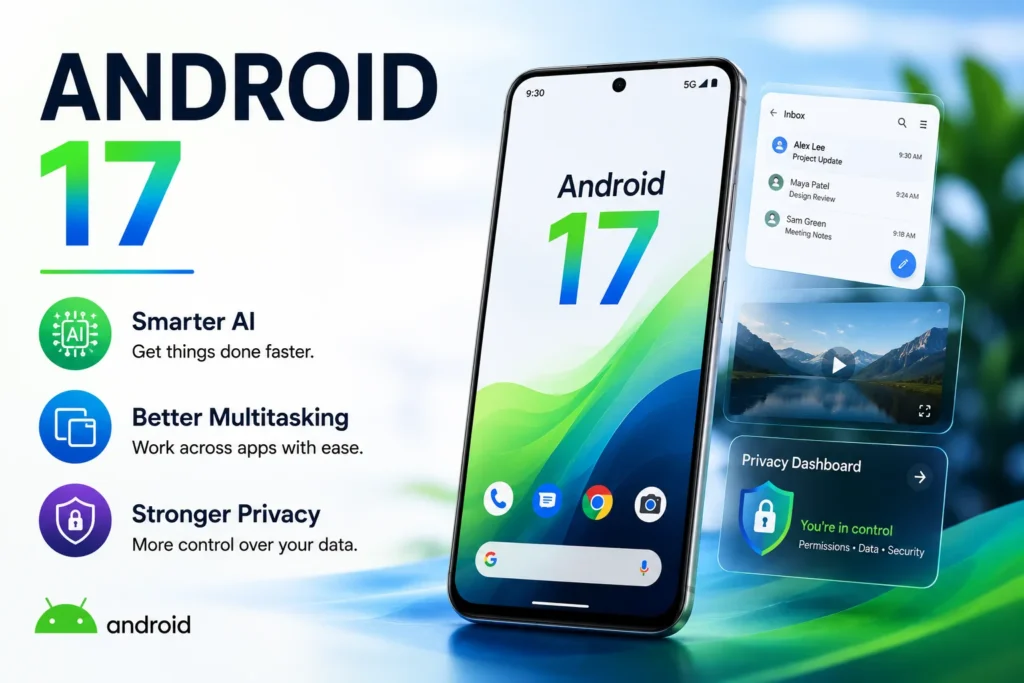 android 17 for smarter AI Better Multitasking and privacy
