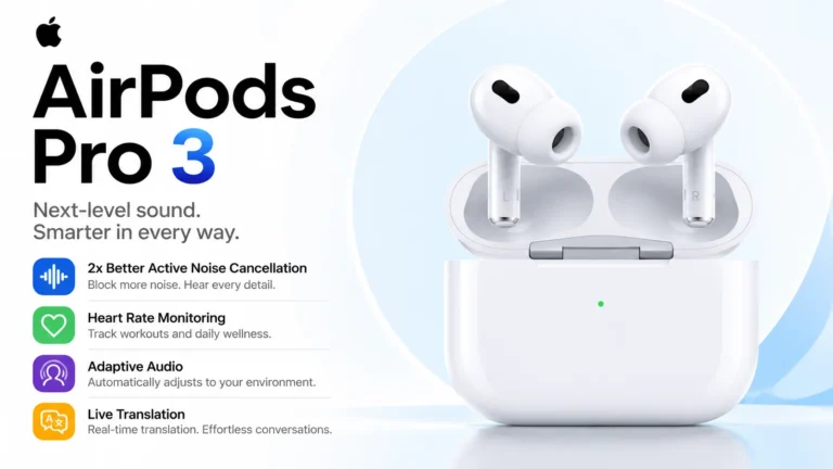 airpods pro 3 full specs audio battery life charging features